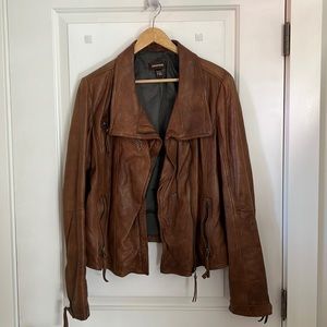 Danier Leather brown leather motorcycle jacket size 2XL